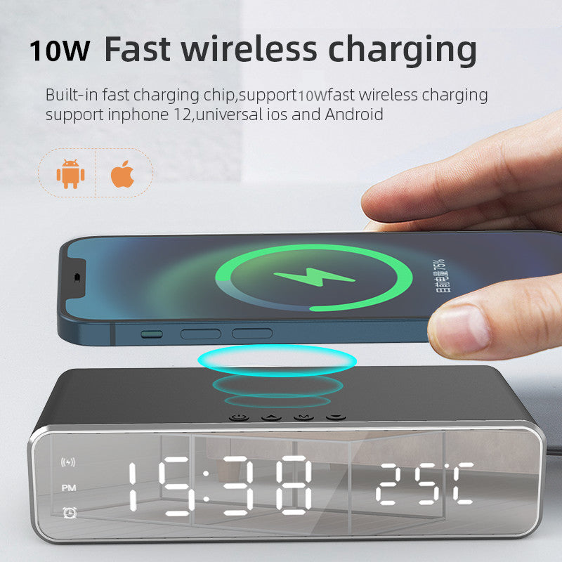 Electric Wireless Phone Charger, Clock, HD Thermometer, Mirror, Clock with Charger