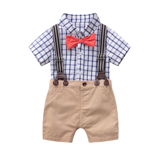 Summer gentleman suit short-sleeved baby clothes