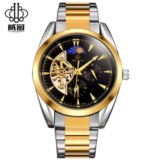 Wei Guan full automatic machinery, fashion moon alternate function watches, leisure men's waterproof automatic mechanical watches