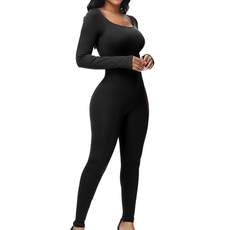 Plus Size High Waist Belly Shaping Jumpsuit