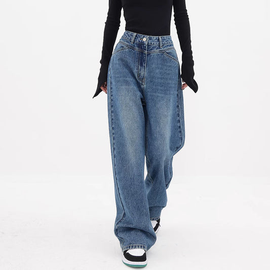 Women's Autumn New Design Niche Loose Wide Leg Leisure Jeans